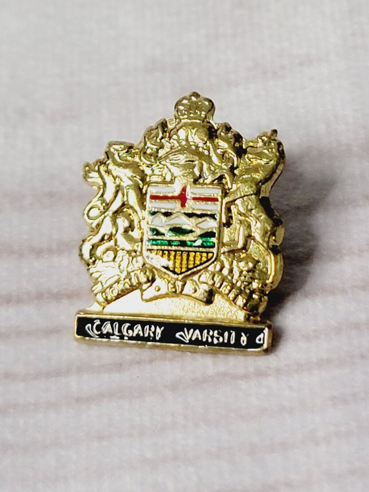 Vintage Calgary Varsity Canada Crest - Coat Of Arms Shield - Travel Souvenir Pin