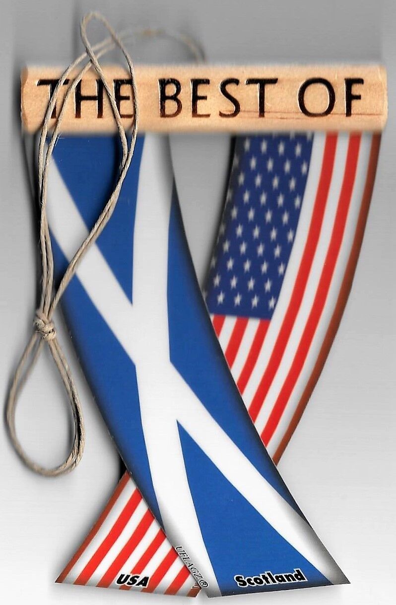 Rear view mirror car flags Scotland and USA Scottish unity flagz for inside car