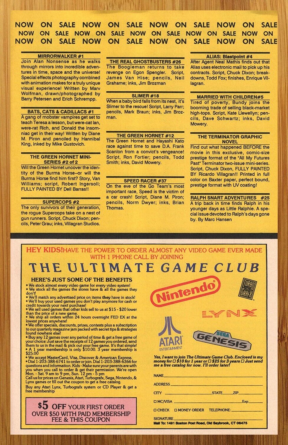 1990 The Ultimate Game Club Print Ad/Poster Nintendo Sega Genesis Atari Lynx Art