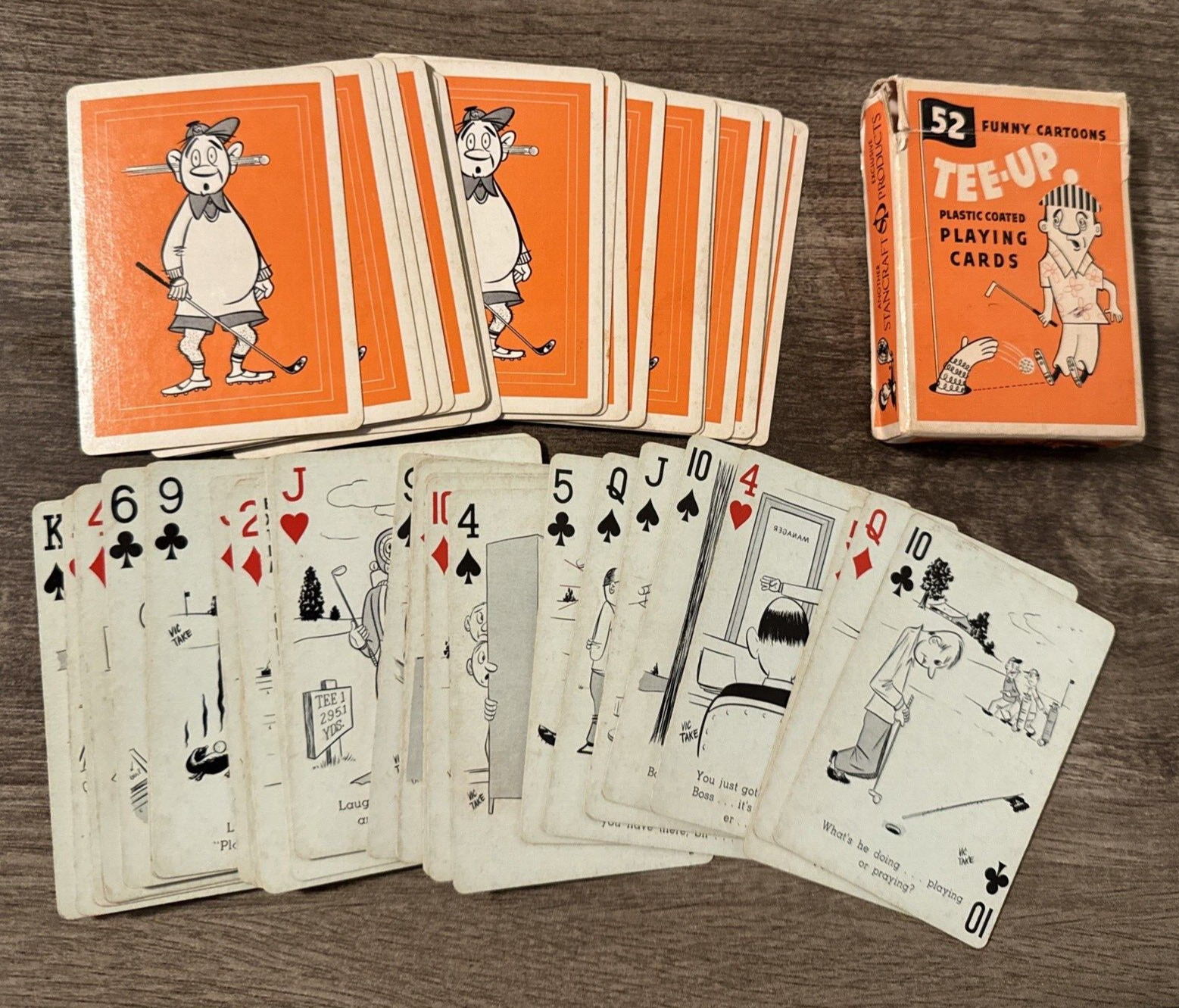 Vintage Tee-Up Playing Cards 52 Funny Cartoon Golfing Golf by Creative Co