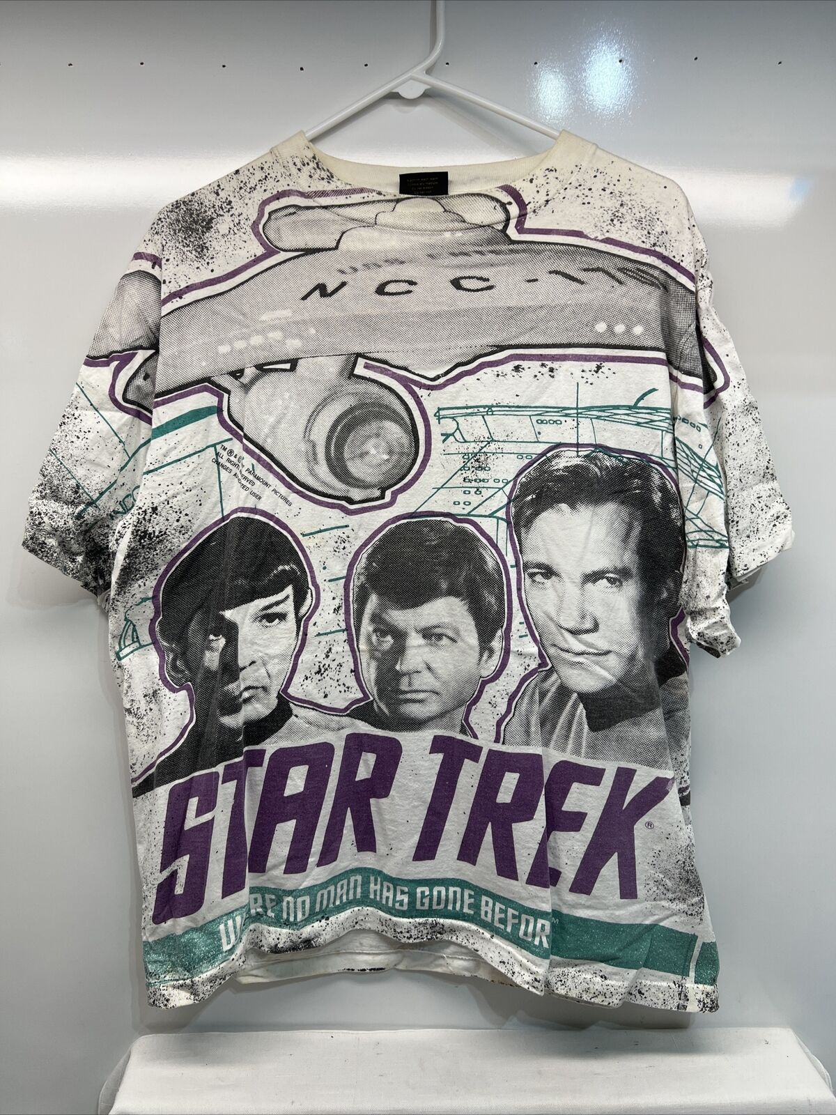 RARE Vtg 92 Star Trek TOS Enterprise T-Shirt XL Changes Single Stitch White AOP