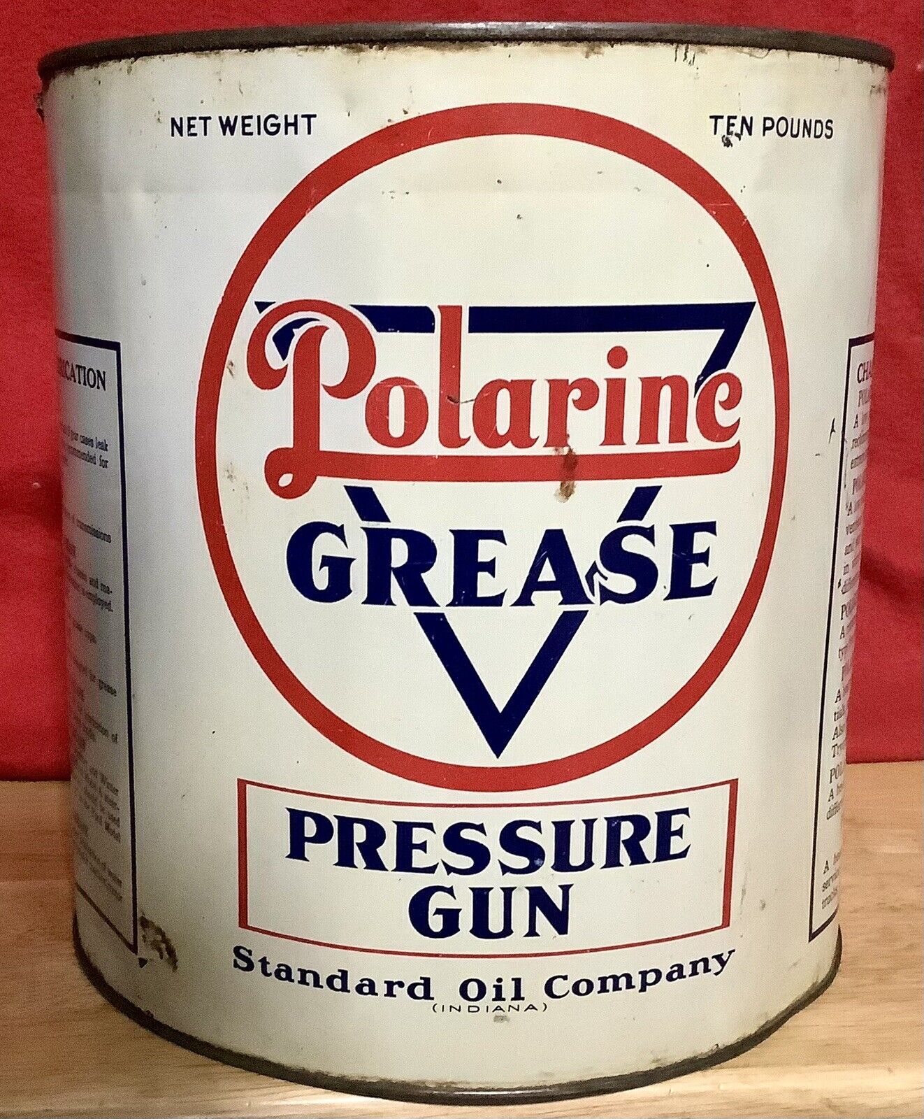 Vintage POLARINE 10lb. Grease Can Pressure Gun By Standard Oil Company