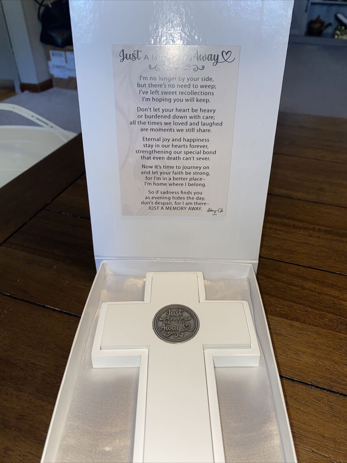 Just A Memory Away Double Crosses W/pewter Tokens A Memory Poem  White
