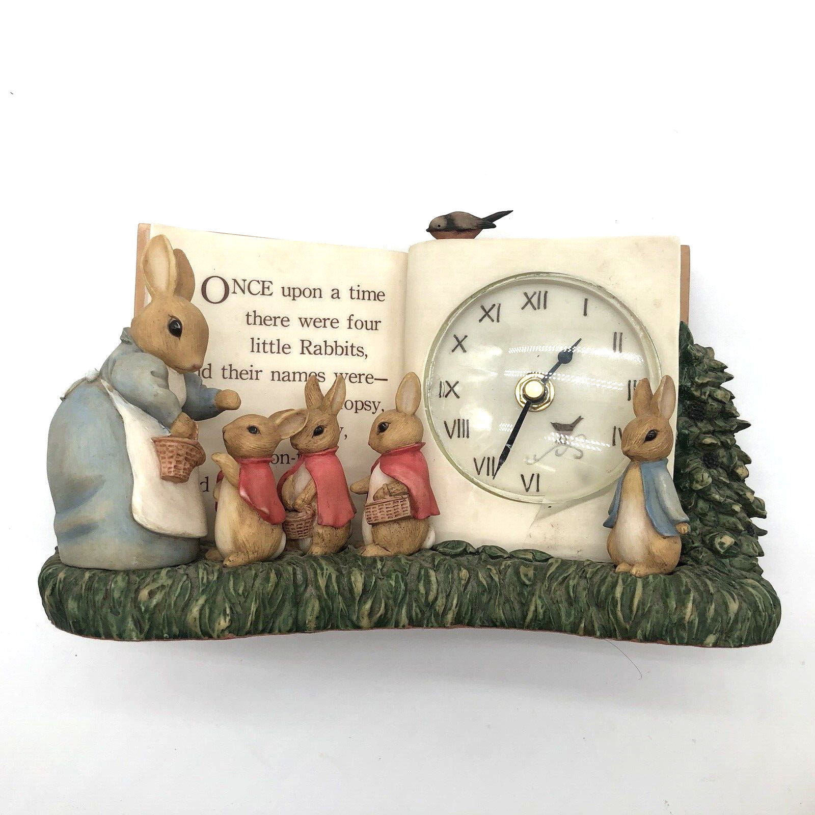 1995 Beatrix Potter Collection - Peter Rabbit Open Book MICHEL Clock - Mantel