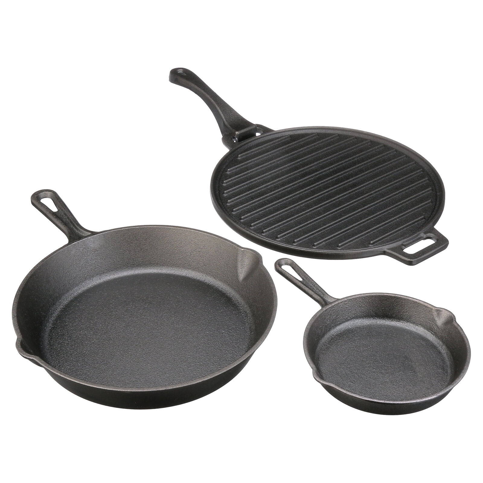 4-Piece Cast Iron Skillet Set with Handles and Griddle Pre-Seasoned