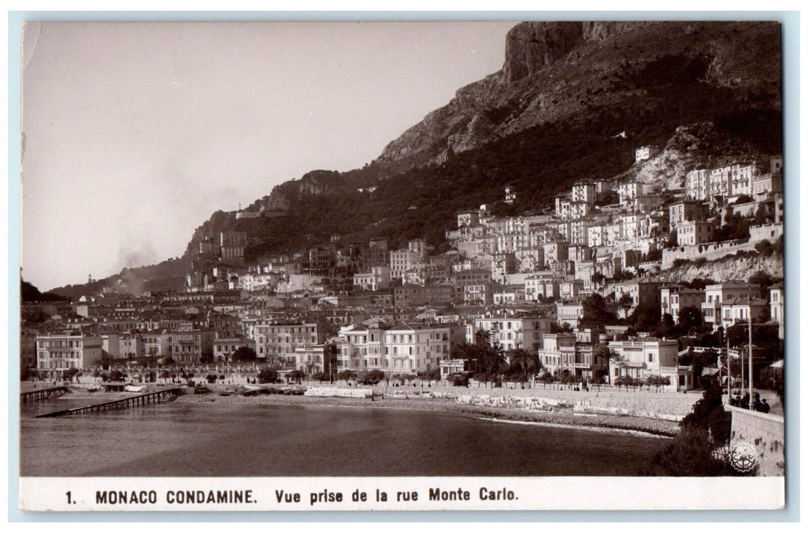 c1910 View Taken From Monte Carlo Monaco Condamine RPPC Photo Postcard