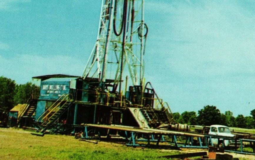 Oil Well Drilling Hillsdale County Michigan Vintage Postcard Un-Posted