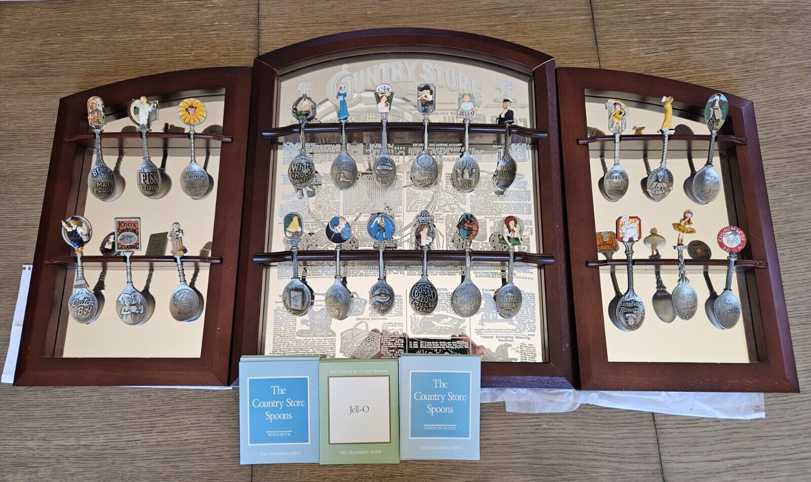 The Country Store Spoons By Franklin Mint with display and description cards 