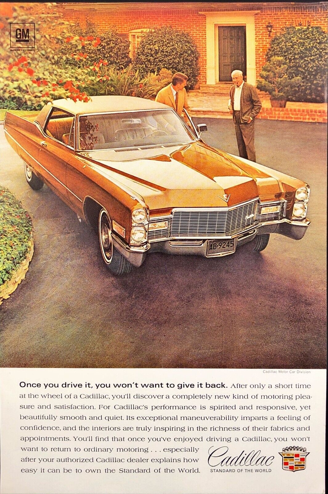 Cadillac Motor Car Division Vintage Print Ad 1968