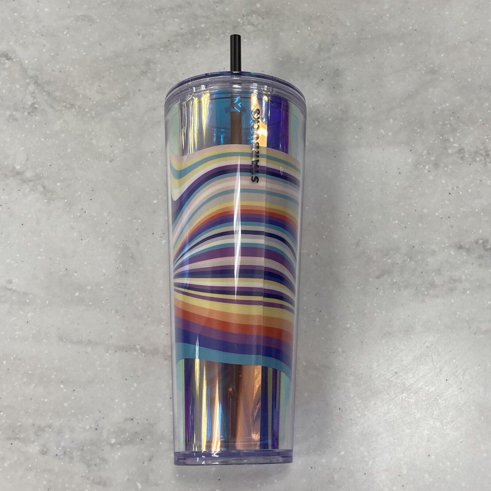 New 2021 Starbucks Target Exclusive Tumbler Rainbow Swirl Marble Cold Cup Venti