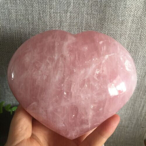 1000g Natural Pink Rose heart shape Quartz Crystal heart Healing Gemstone 02