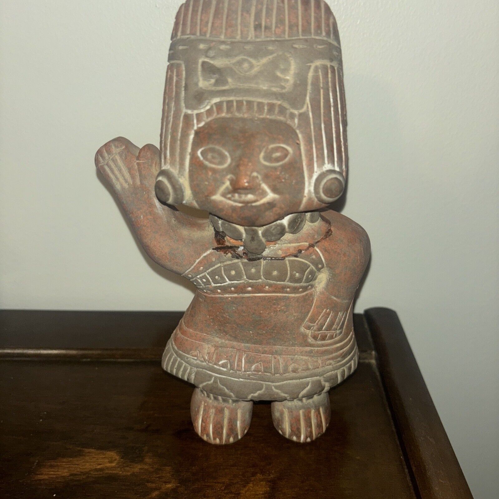 Vintage Tonaca Mexico Art Red Clay AZTEC MAYAN Tribal Statue Pottery