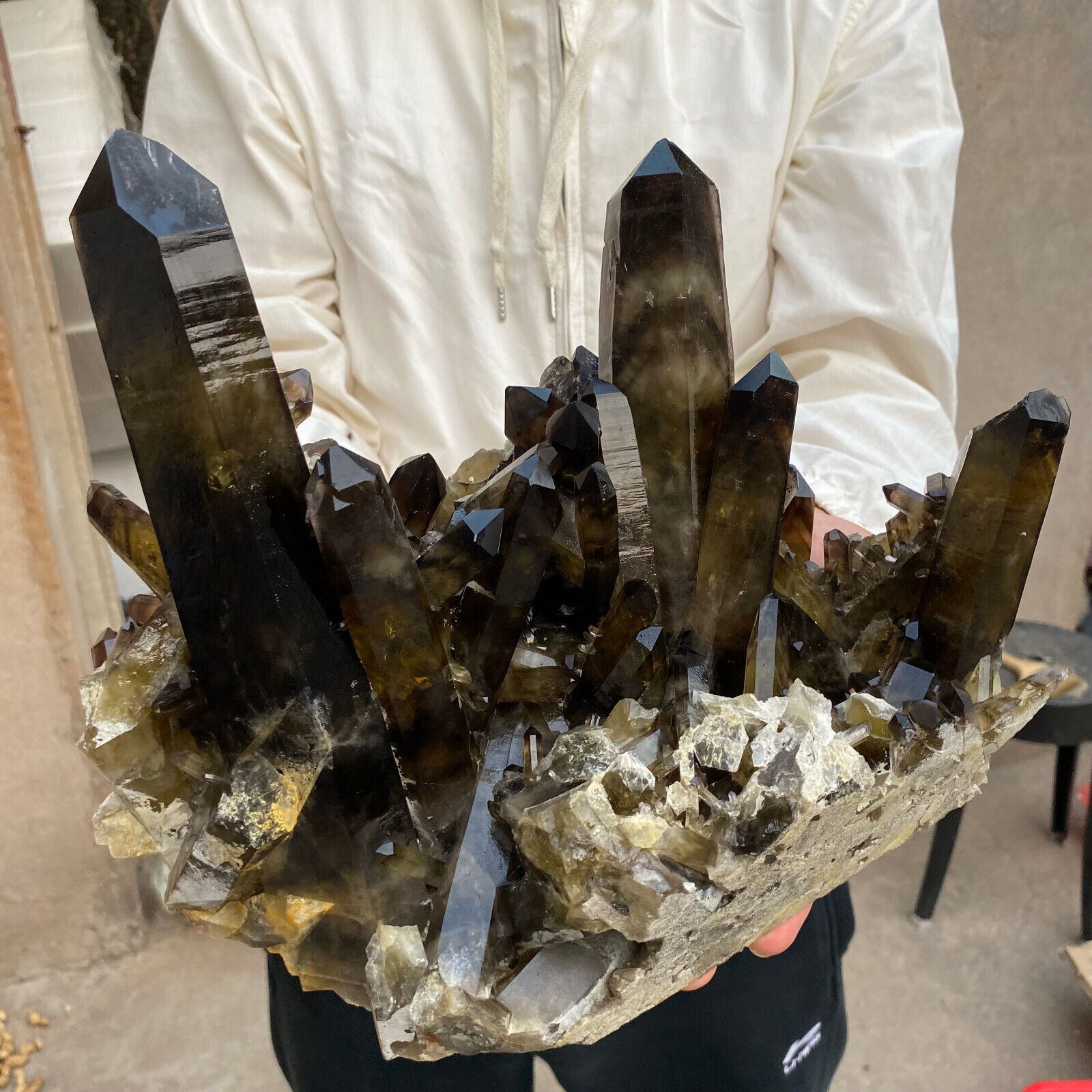 13.4lb Large Natural  Smoky Black Quartz Crystal Cluster Raw Mineral Specimen