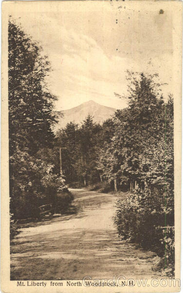 1921 New Hampshire Mt. Liberty From North Woodstock Grace L. Conant Postcard