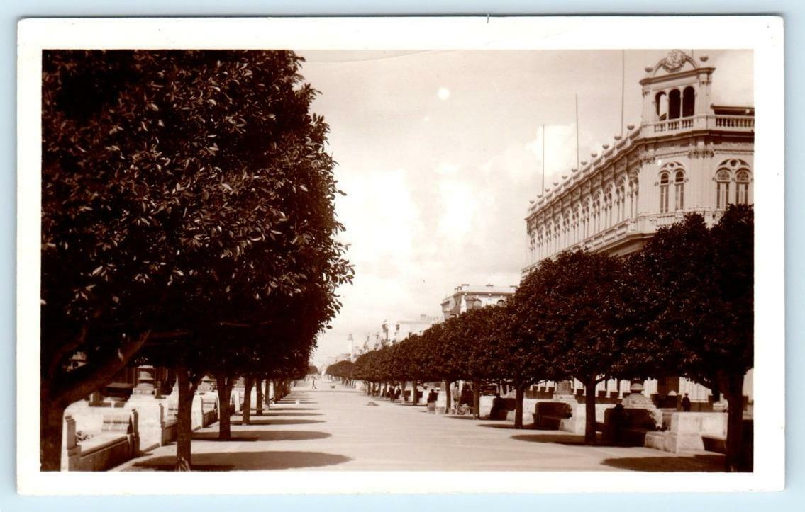 RPPC  HAVANA, CUBA ~ Street Scene PASEO de MARTI o PRADO c1930s-40s  Postcard