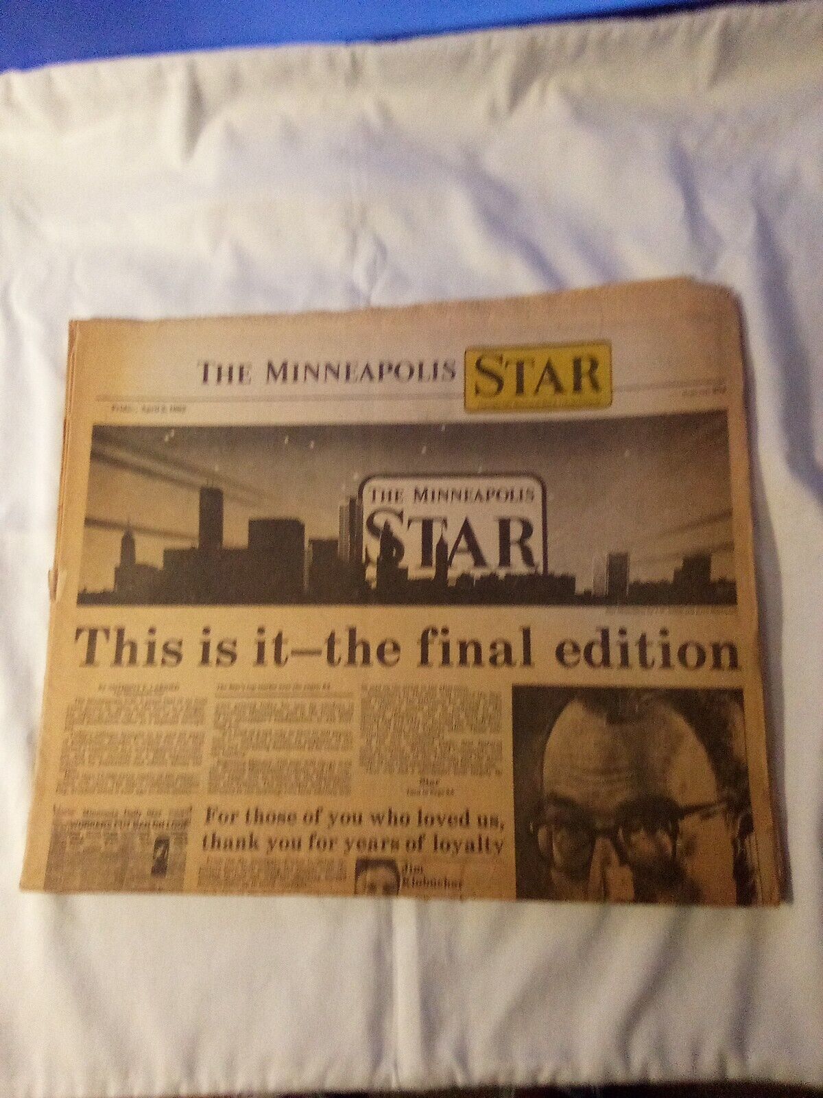 Vintage Last Edition of the Minneapolis Star Newspaper 1982 W/Rare Adv. Kit