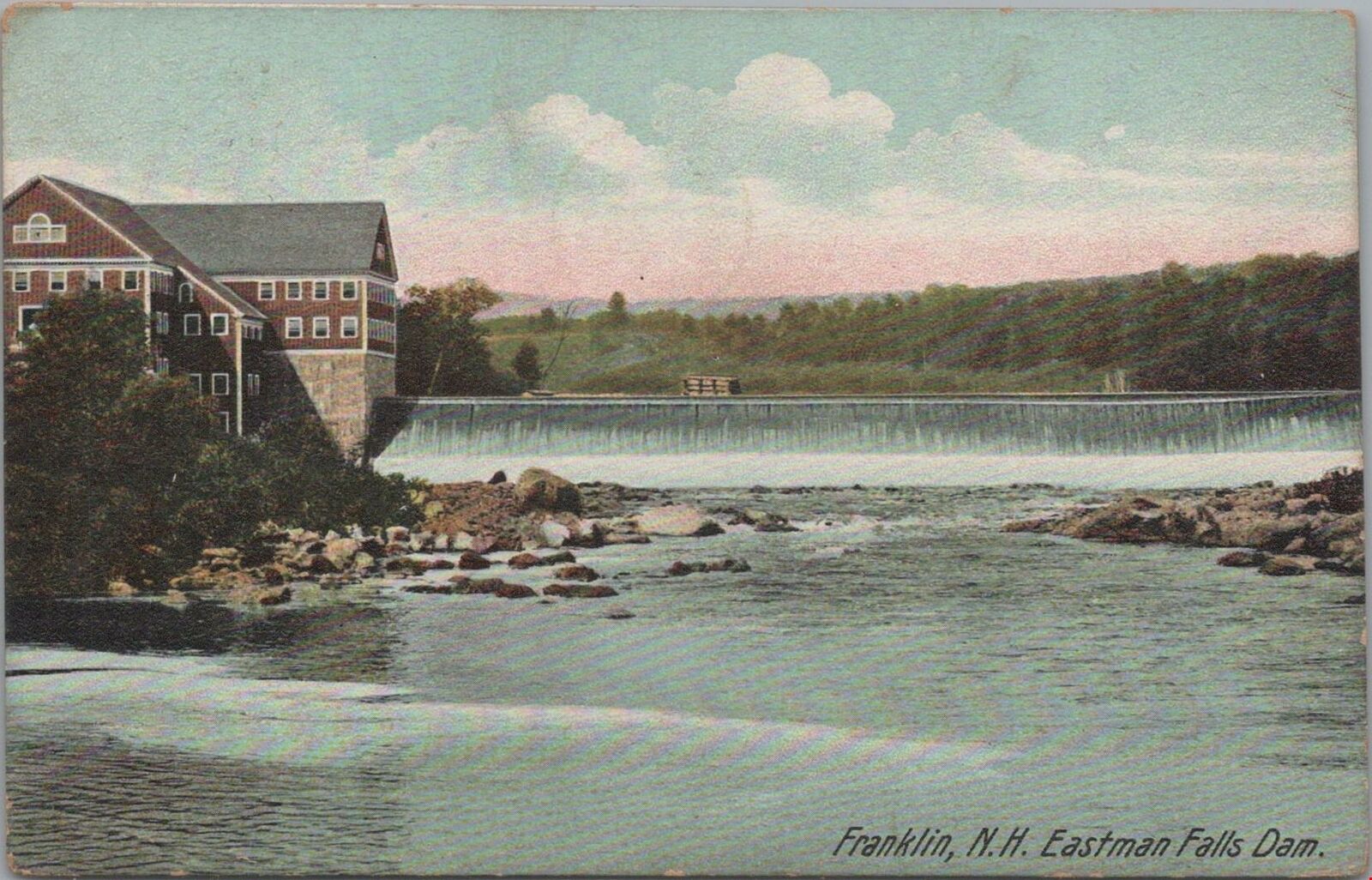 Postcard Eastman Falls Dam Franklin NH 1908
