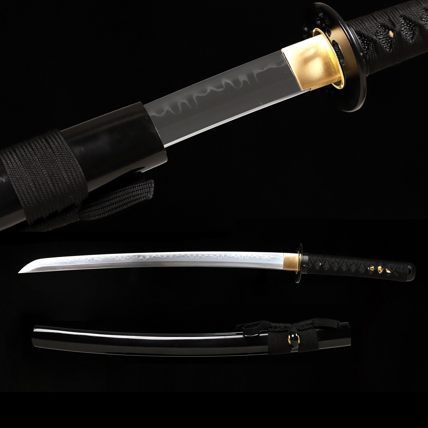 Wakizashi Clay Tempered T10 Carbon Steel Real Hamon Japanese Samurai Sharp Sword