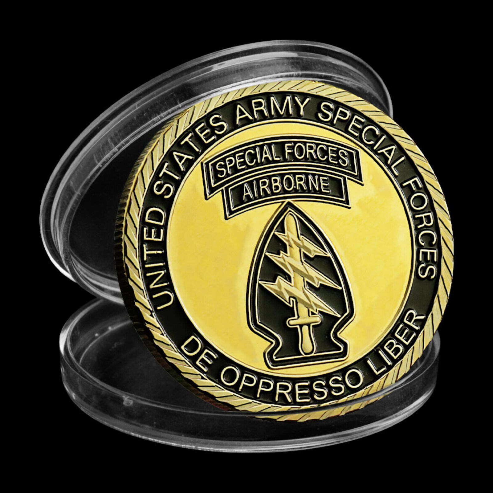 Army Special Forces De Oppresso Liber Airborne Gold Challenge Coin