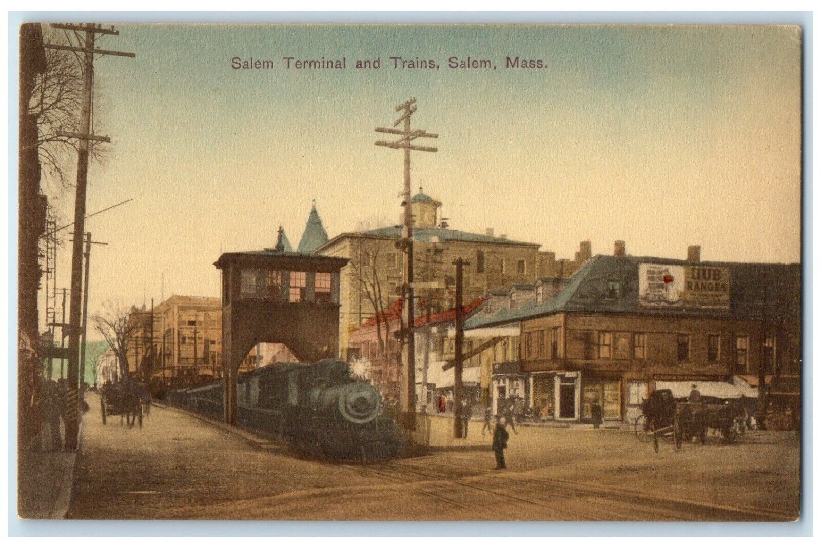 c1910's Salem Terminal And Trains Salem Massachusetts MA Antique Postcard