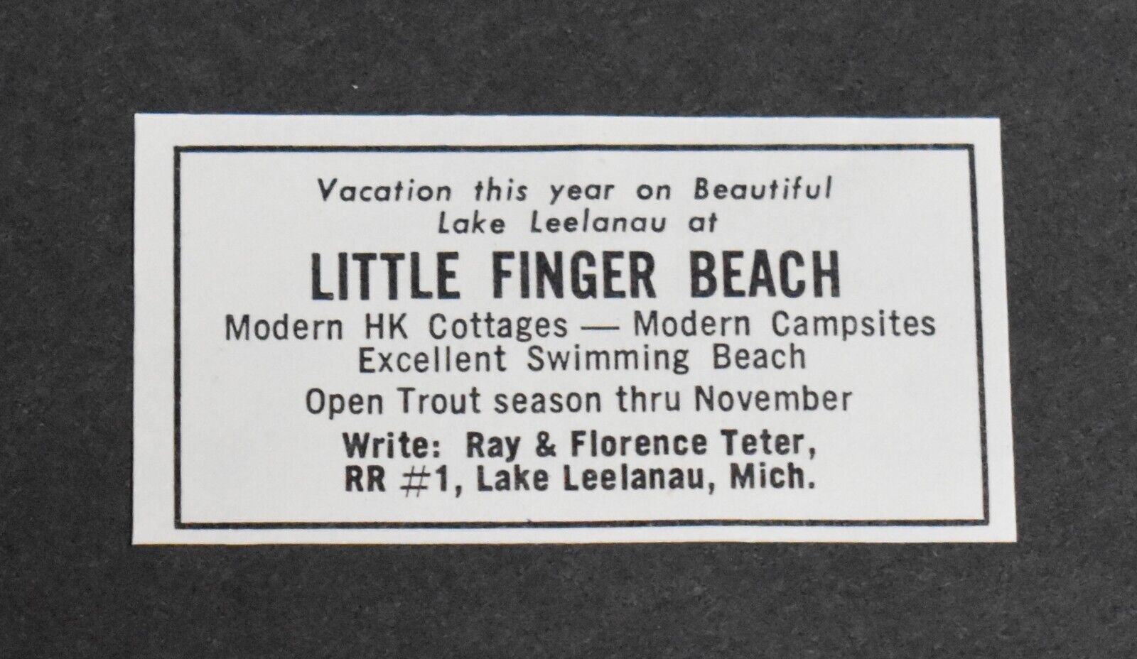 1968 Print Ad Michigan Lake Leelanau Little Finger Beach Cottages Campsites art