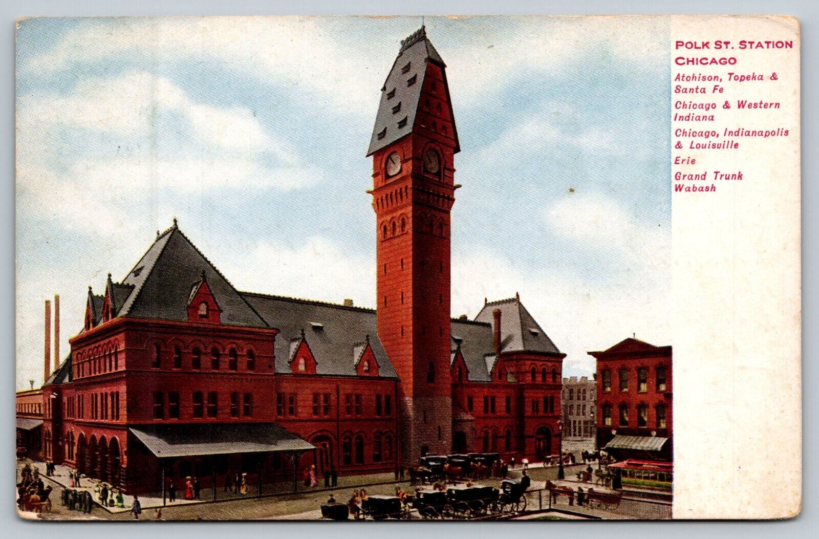 Chicago Illinois IL Polk Street Railway Depot Station Postcard
