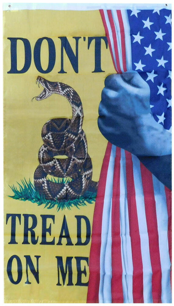 3X5 USA Gadsden DTOM Live Snake Reveal Woven Poly Nylon Vertical 5X3 NRA Flag