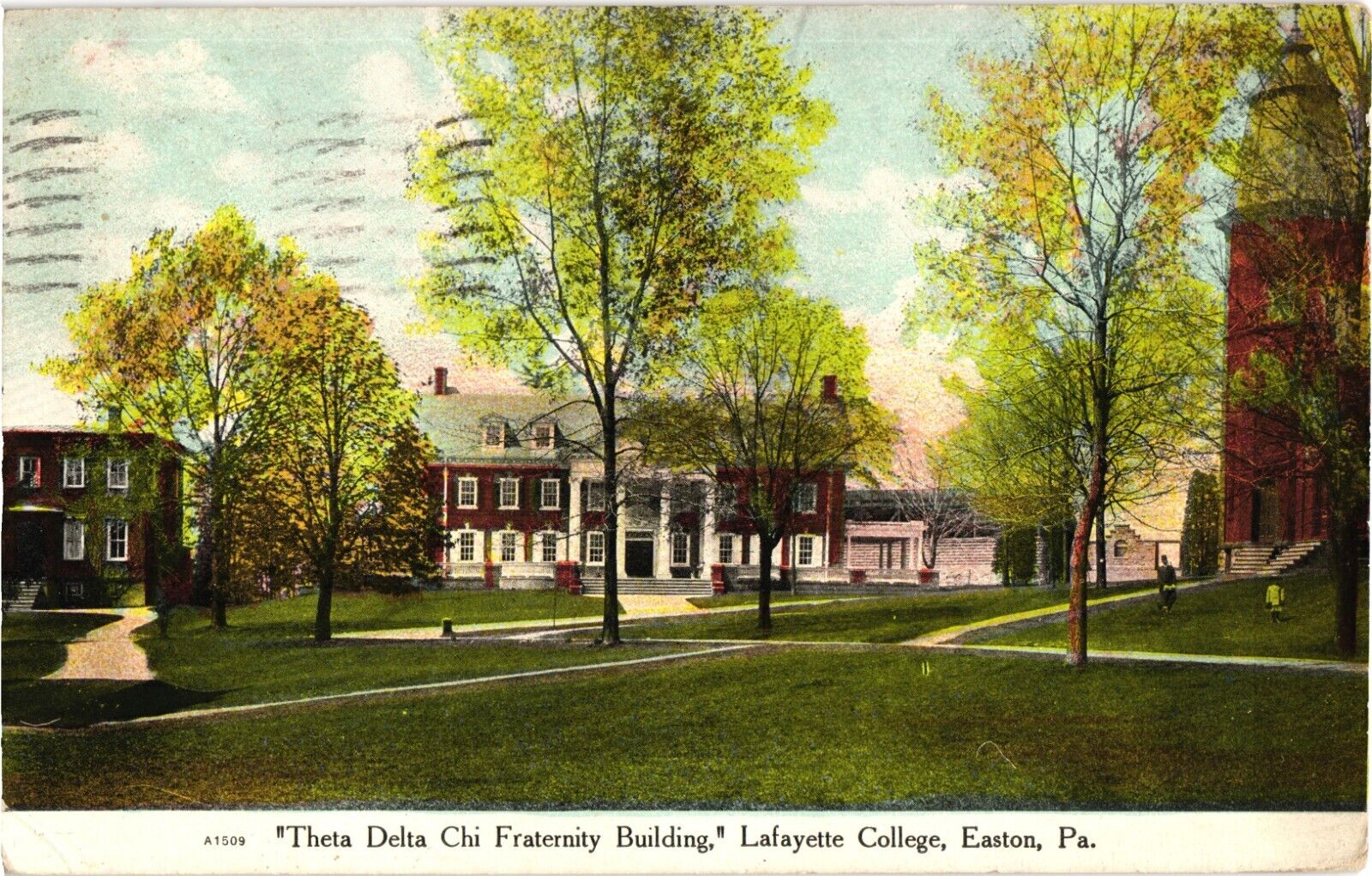 Theta Delta Chi Fraternity Lafayette College Easton PA Divided Postcard c1910