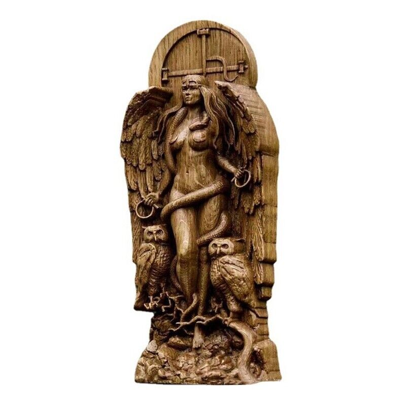 Resin Lilith Ishtar Carved Statue Pegan God Altar Sculpture Decor