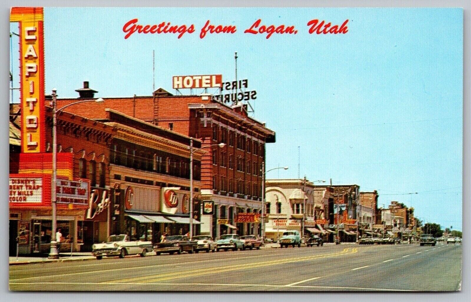Greetings Logan Utah Street View Old Cars Signs Hotel Cache Valley VNG PC