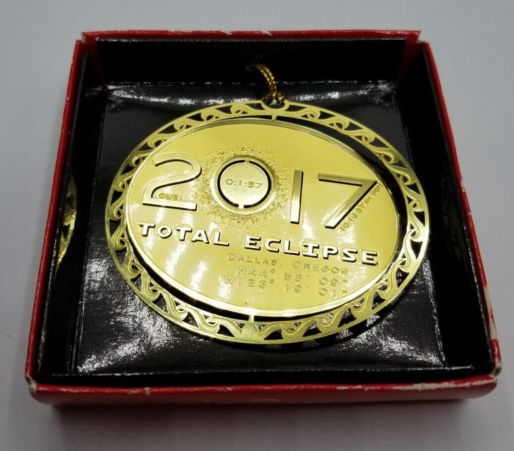 2017 Total Solar Eclipse Brass Ornament Dallas Oregon 