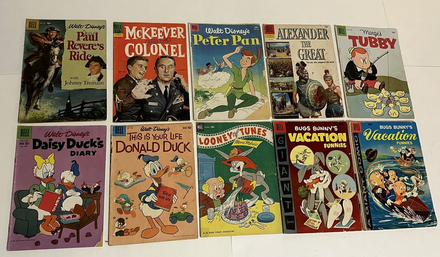 Lot of 10 Vintage DELL COMICS Golden/Silver Age 1952-63 Various Titles & Cond