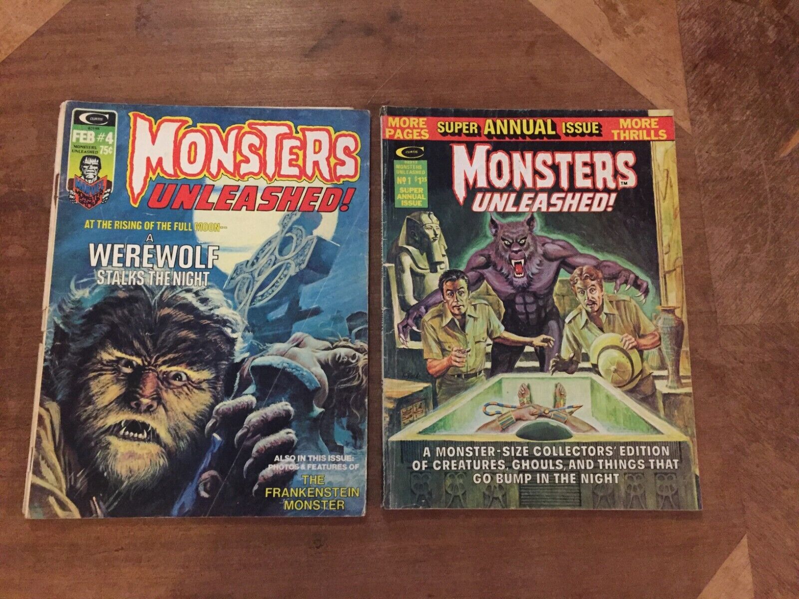 MONSTERS UNLEASHED- #4 FEB 1974 #1 ANNUAL EDITION SUMMER 1975- CURTIS COMICS