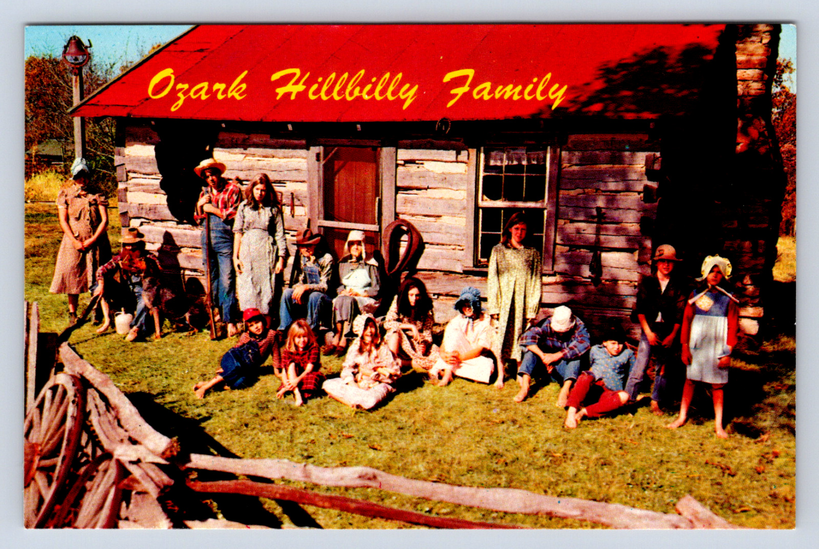 Vintage Postcard Ozark Hillbilly Family Missouri Camdenton