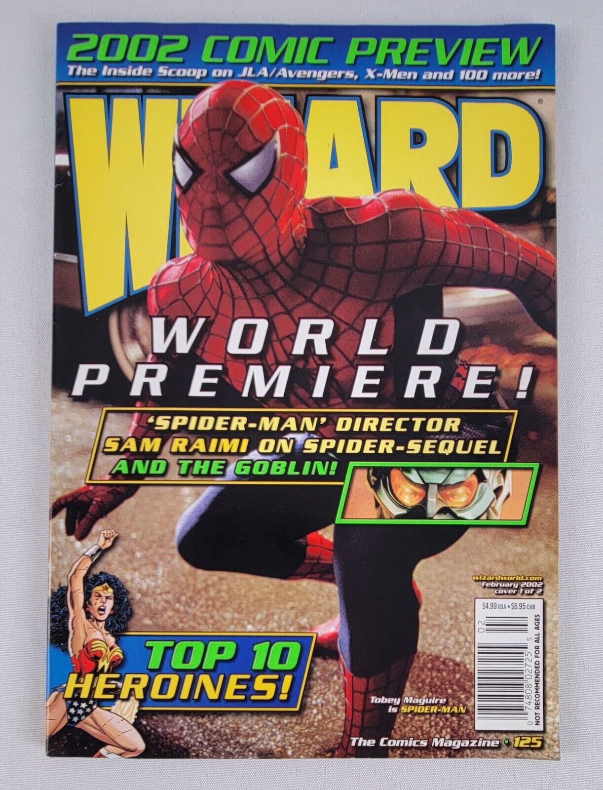 WIZARD Comic Magazine #125 February 2002 Spider Man World Premiere Cover