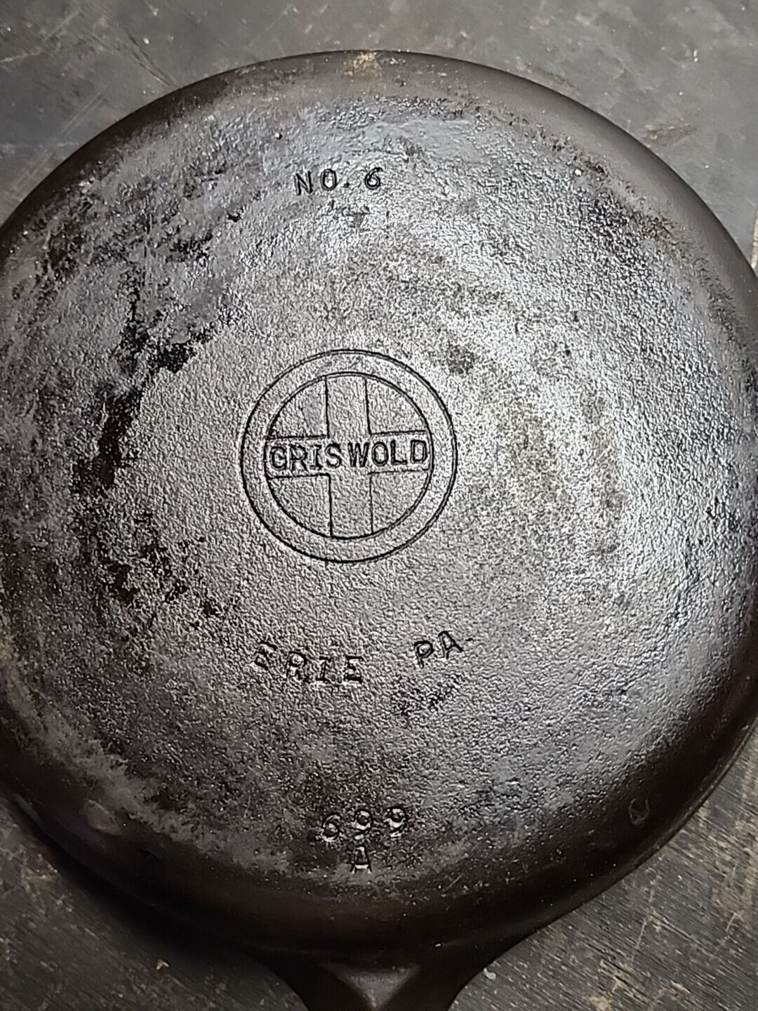 Vintage Griswold Cast Iron #6 Small Label 699 A Skillet Smooth