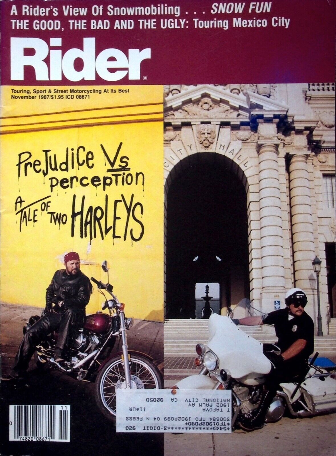 A TALE OF TWO HARLEYS; TOURING MEXICO CITY - RIDER MAGAZINE, NOV 1987