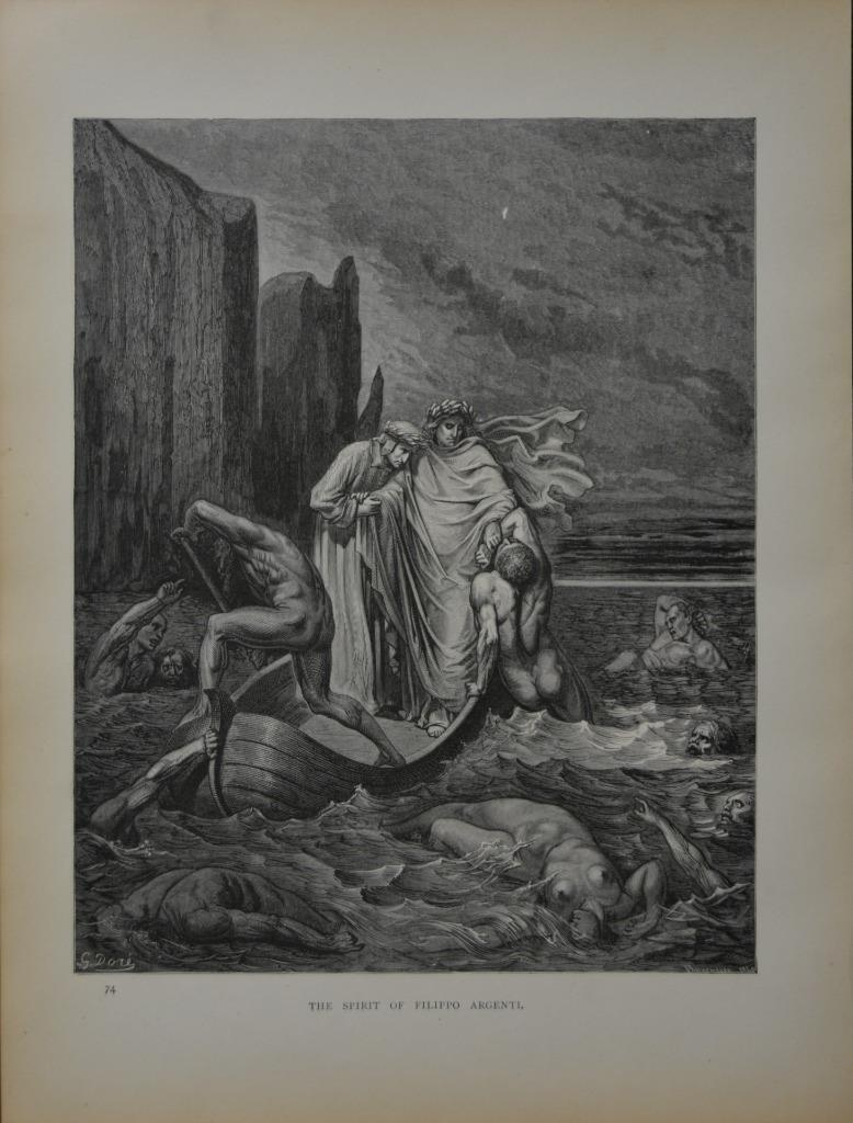 Antique Gustave Dore Dante's Inferno Hell Torture Art Print Original 1880