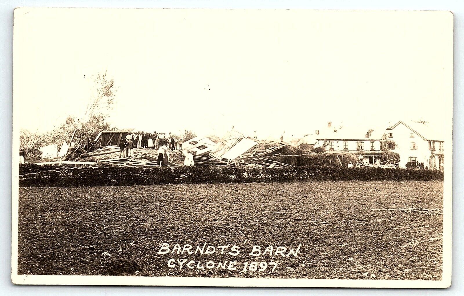 c1908 TELFORD PA BARNDTS BARN CYCLONE OF 1897 DAMAGE PHOTO RPPC POSTCARD P3884