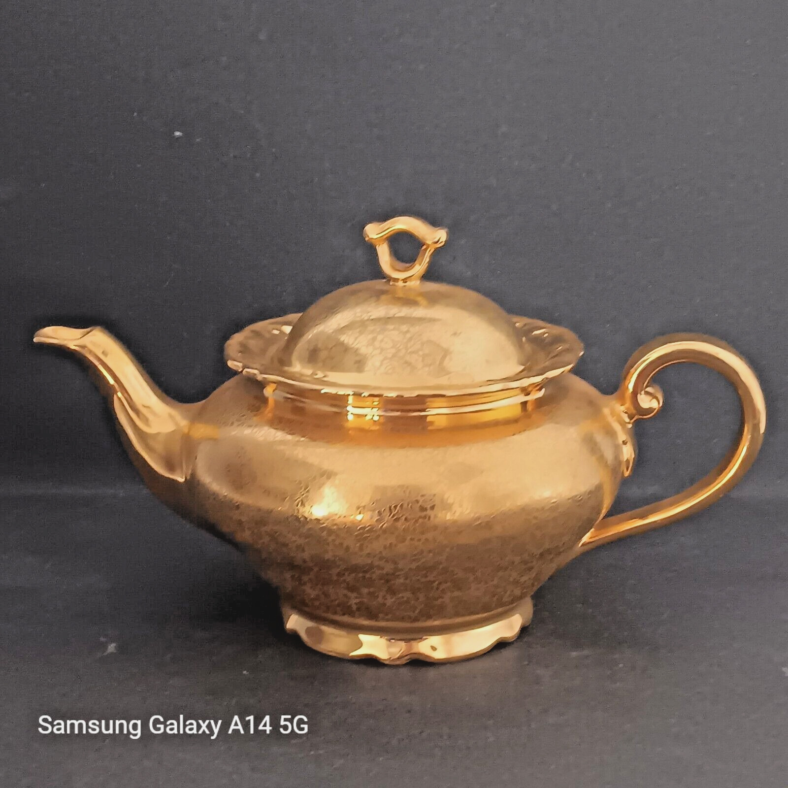 Vtg RARE Osborne China 22K Gold Hand Decorated Porcelain Teapot Floral Pattern