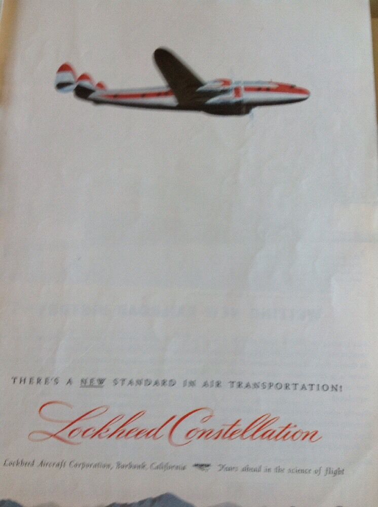 B3b  Ephemera Advert 1945 Lockheed Constellation Burbank California