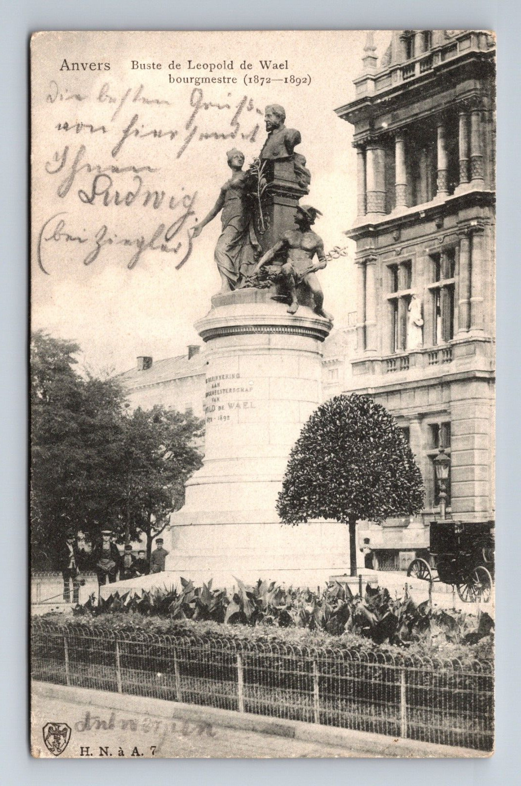 Belgium Anvers Antwerp Monument Buste de Léopold de Wael Postcard