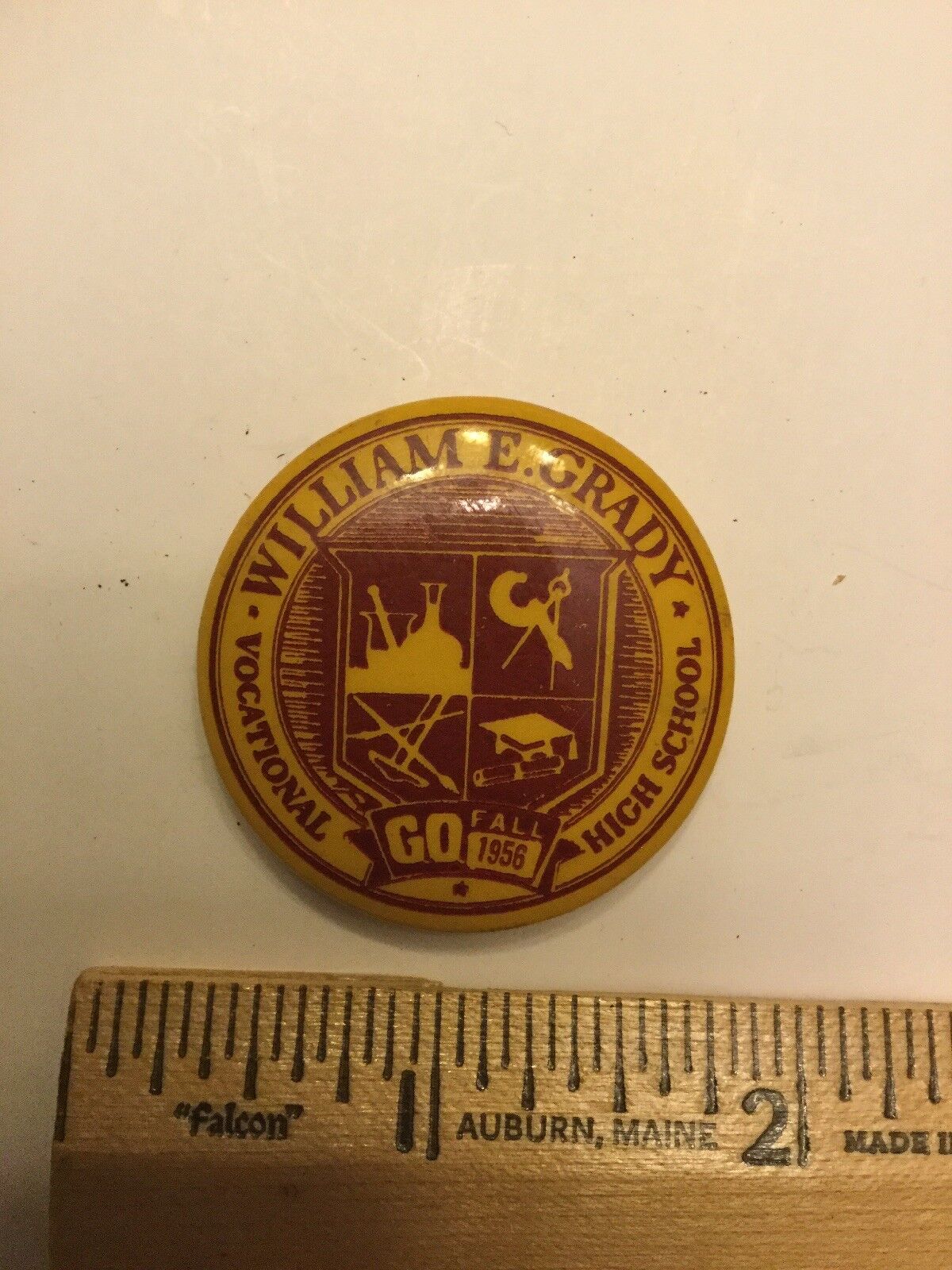 Vintage Button Pin 1956 William E Grady Vocational High School Brooklyn New York