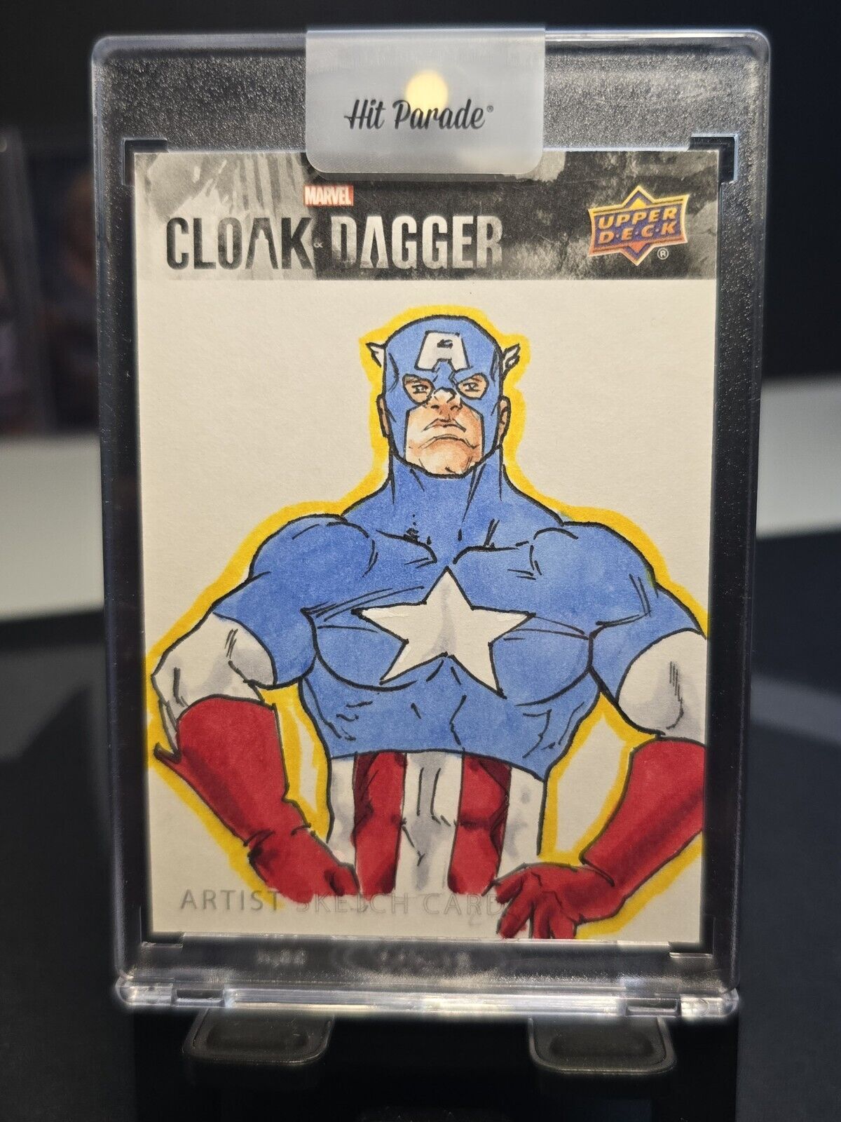 2020 MARVEL CLOAK AND DAGGER 1/1 SKETCH CARD Captain America BY MATTY Denham 
