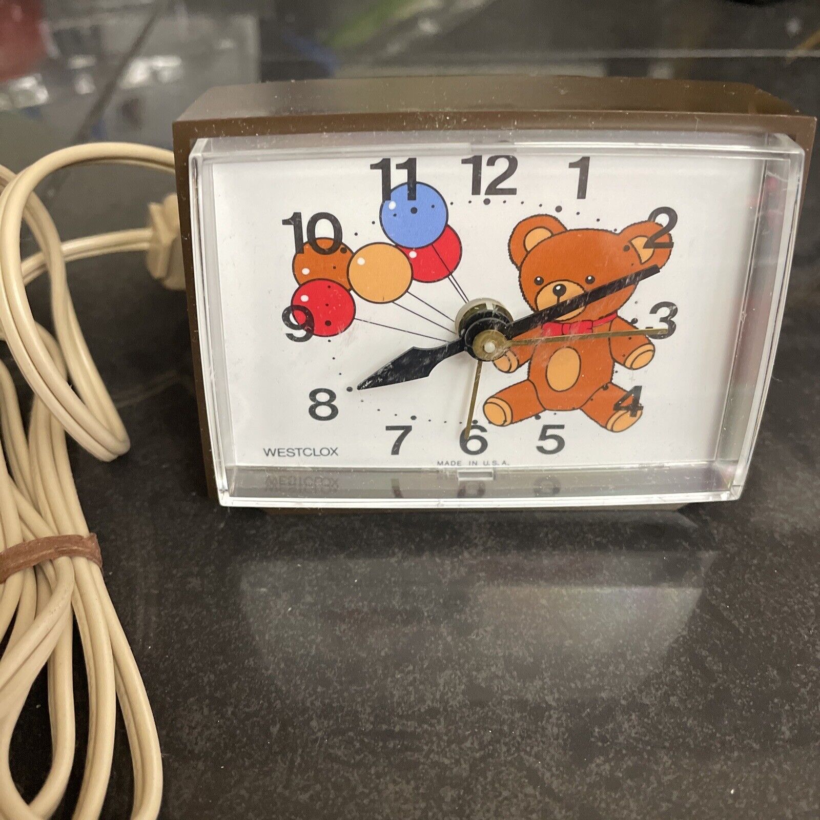 VTG WESTCLOX  Made In USA Youth Time Bear Balloons Electric Analog Alarm Clock