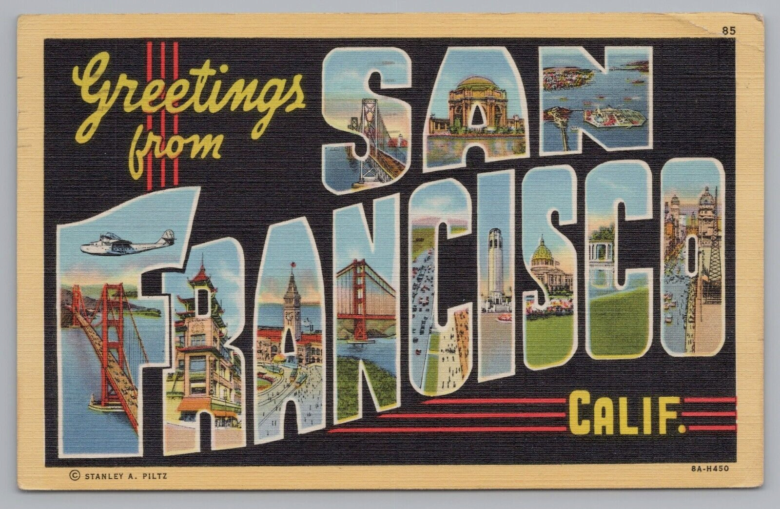 Postcard Large Letter Greetings From San Francisco California Posted 1949 Linen