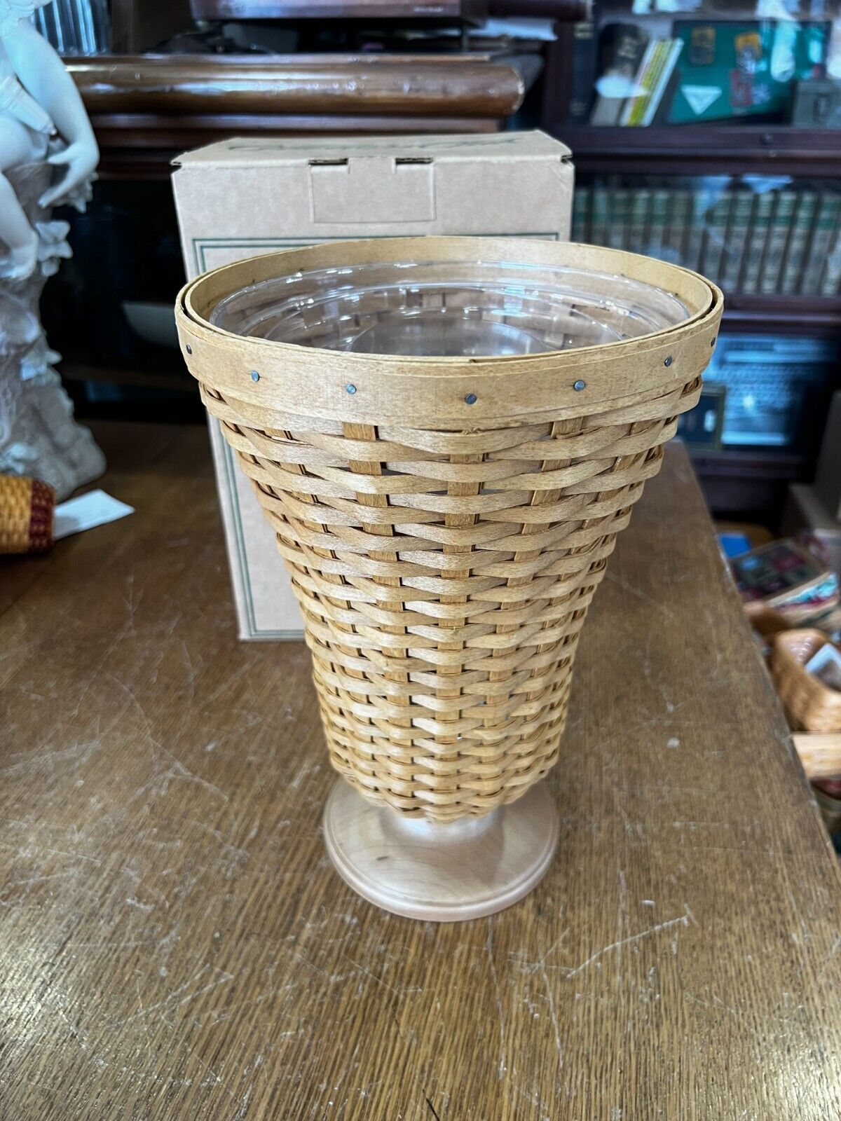 Longaberger Collector's Club Floral Basket Vase with Box _ 11 inches Tall