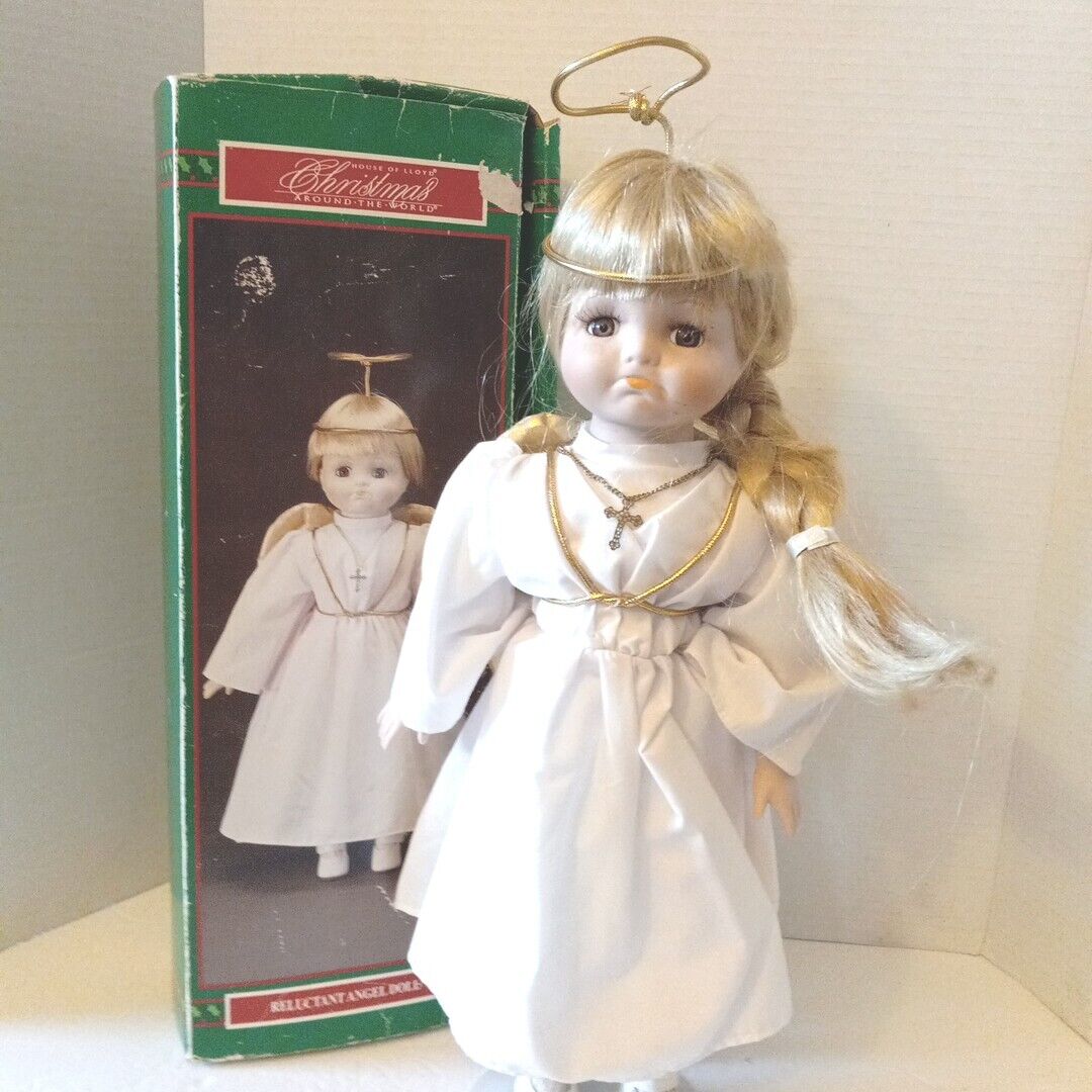 Vintage House Of Lloyd Reluctant Angel 18” Porcelain Doll Christmas Original Box