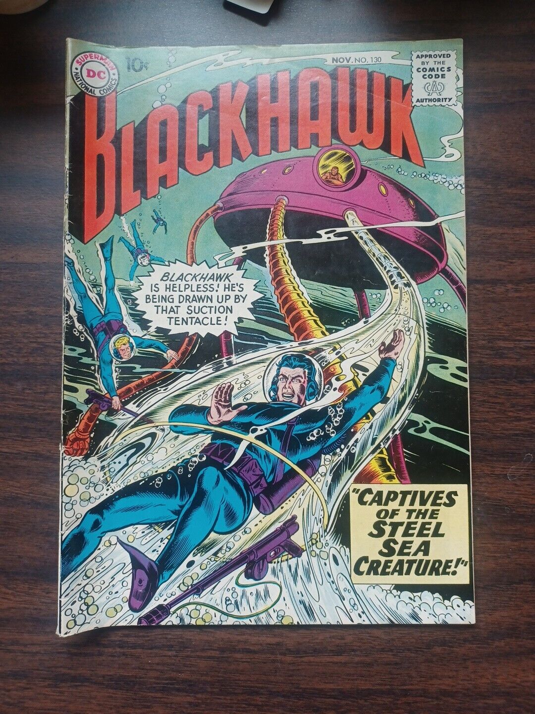 Blackhawk #130 - Captives of the Steel Sea Creature  1958