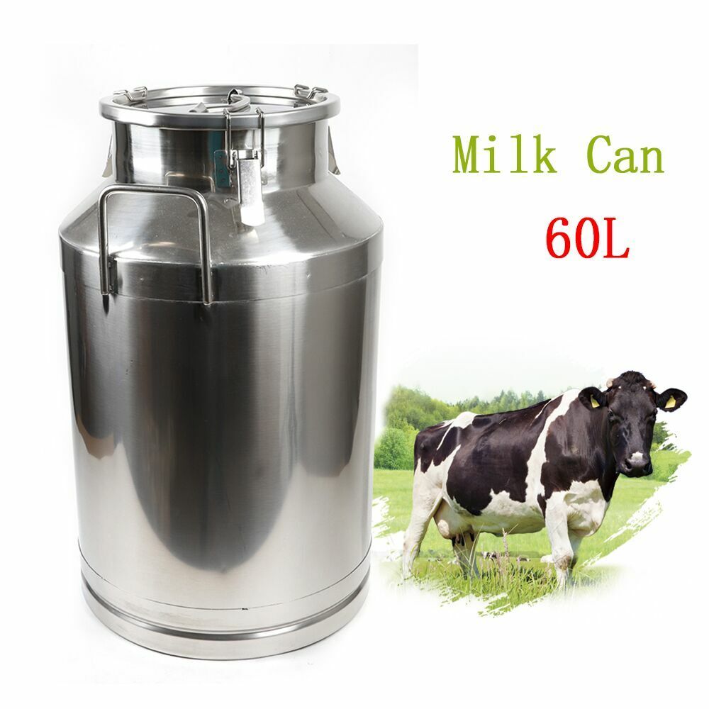 60L Milk Container Stainless Steel Milk Can  /Milk Can Food w/ Sealed Lid New